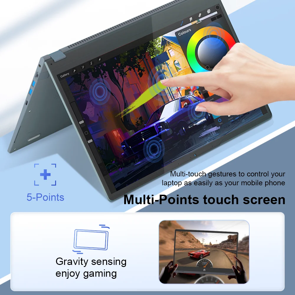 Ninkear YBOOK15 2-in-1 laptop AMD Ryzen ™   3 3200U 15,6' 360 °   flip FHD IPS touchscreen 16G + 512 GB SSD-toetsenbord met achtergrondverlichting Windows 11