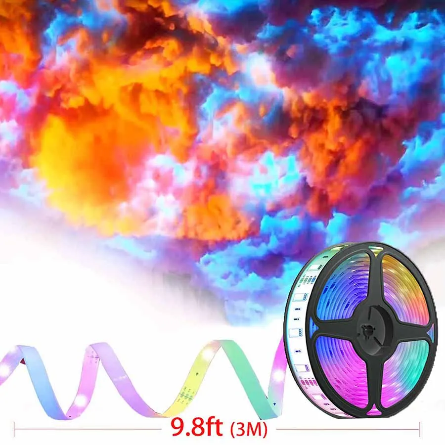 Bande lumineuse LED 3D en forme de nuage, 9.8 pieds, prise USB, télécommande, intensité variable, atmosphère colorée, décoration de chambre à coucher, veilleuse