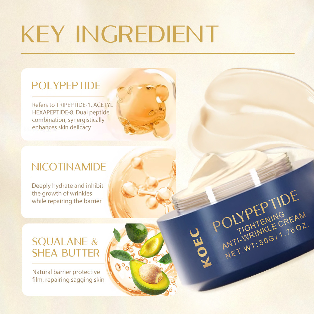 Crema antiarrugas de ajuste polipeptido, aspecto más suave de la piel, crema firme y suave sin edad, crema de noche reparadora de arrugas profundas