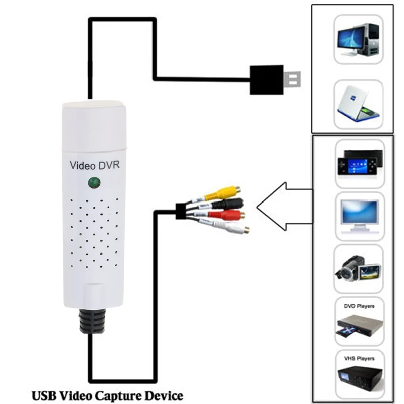 USB 2.0 to RCA Video Capture Converter With USB Cable USB Audio Video Capture Card Adapter For TV DVD VHS Capture Device