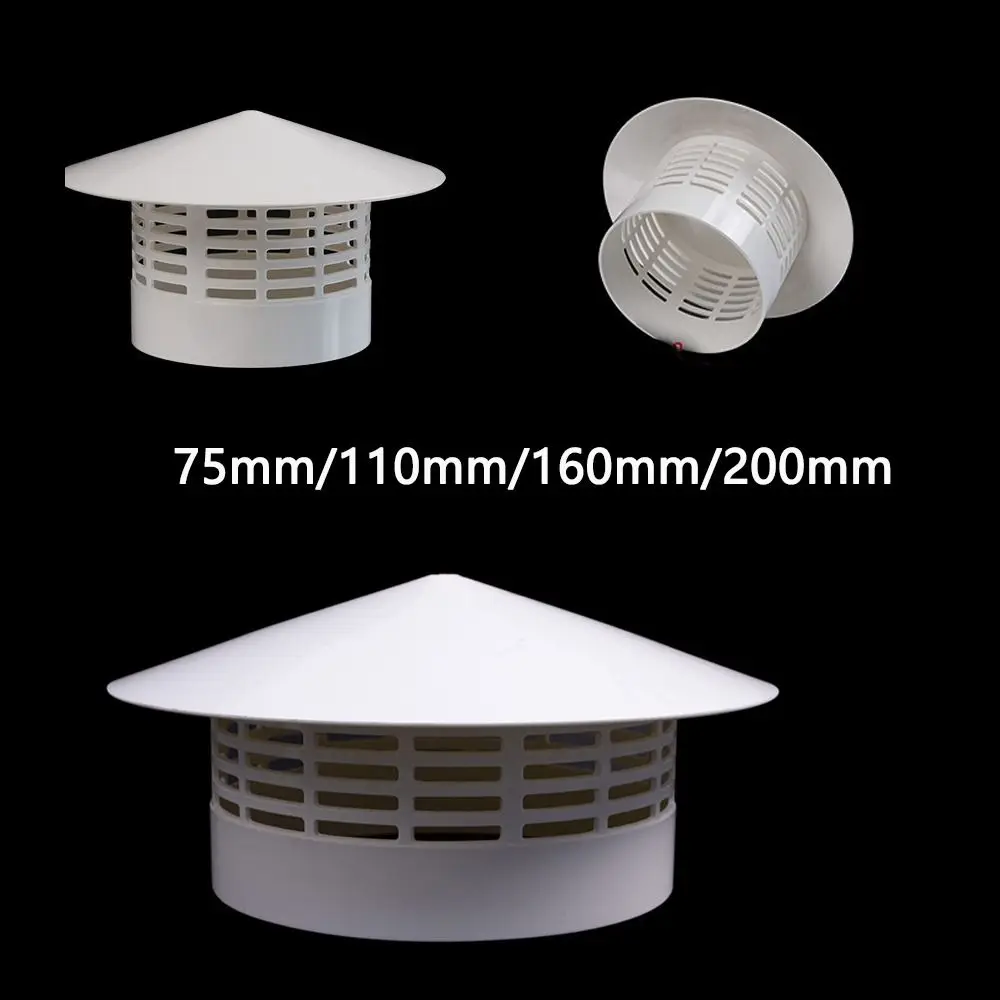 Grade de ventilação de ar de telhado de PVC 75/110/160/200mm Tampa de exaustão de ventilação redonda à prova de intempéries Tampa de ventilação