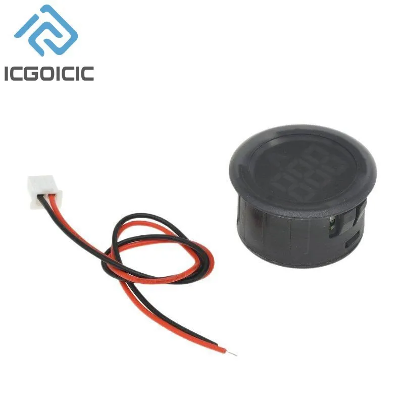 DC 4-100V LED Digital Display Circular Two-wire Voltmeter DC Digital Voltmeter Head Display Reverse Connection Protection Tools