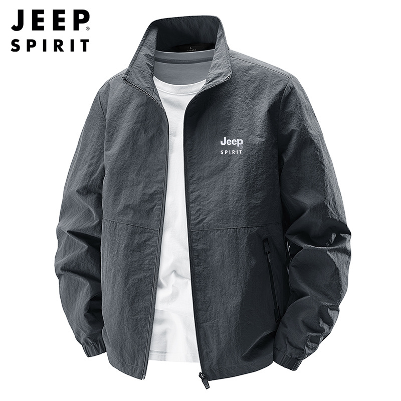 JEEP Spirit Herrenjacke, dünn, Frühling und Herbst, Freizeit, Stehkragen, Outdoor-Mode, Sport-Top