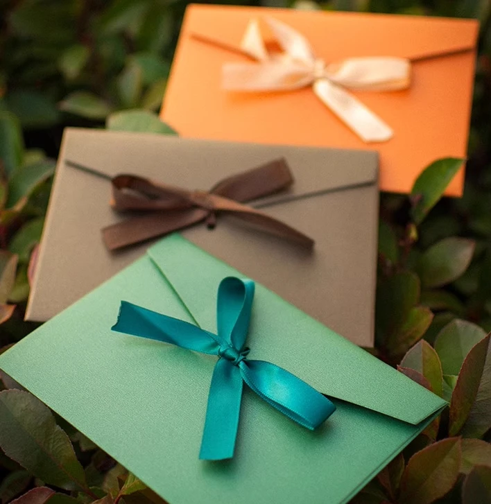 10 pçs/set envelope papel perolado arco engrossar fita retro cor criativa papelaria casamento convidado presente de alta qualidade