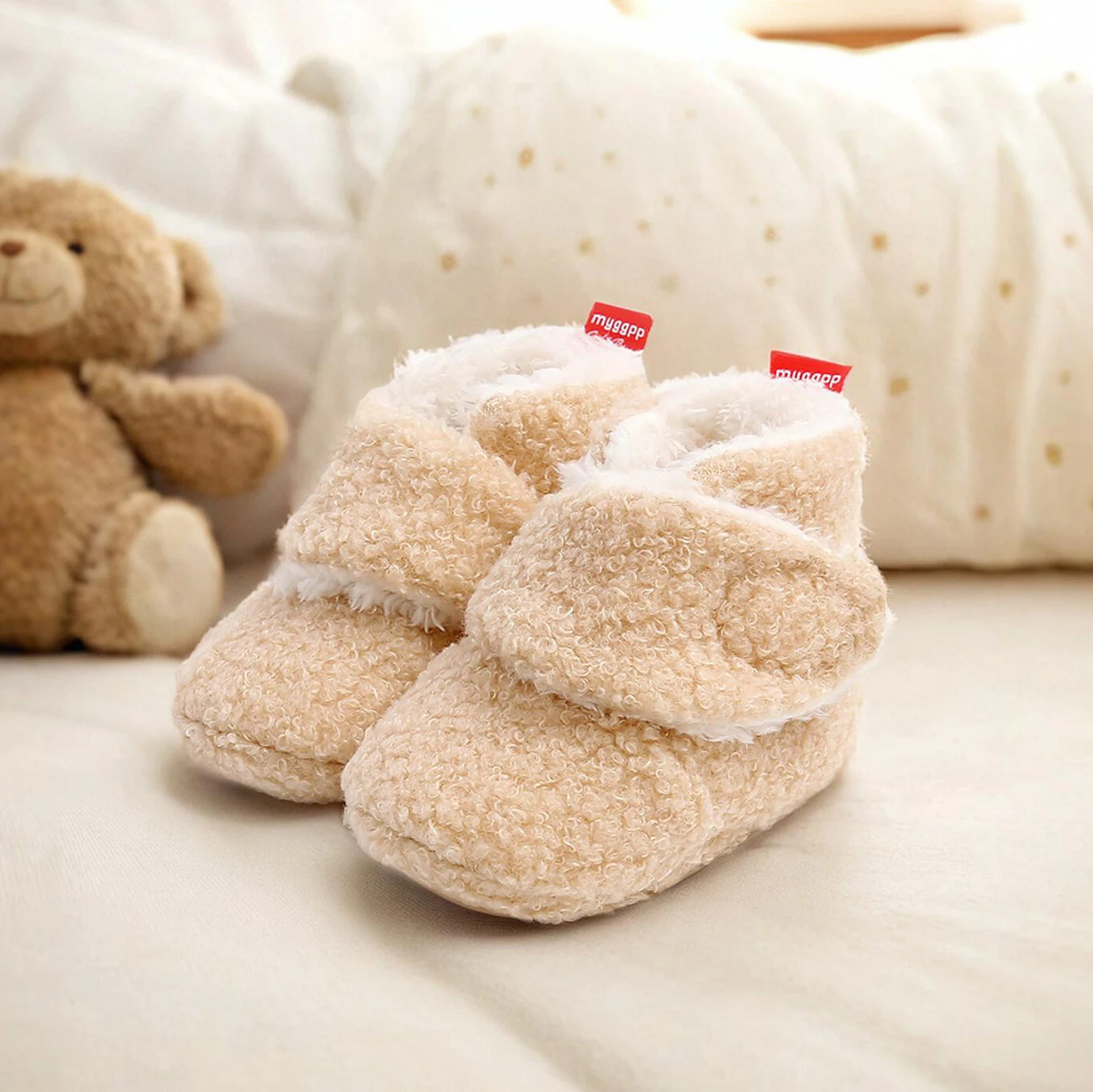 Kleinkind Baby Junge Mädchen Gemütliche Fleece Bootie Neugeborenen Stay On Slipper Winter Warm Gripper Rutschfeste Krippenschuhe