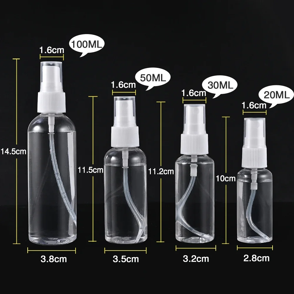 2/1pcs 30/50/100ml Mini Empty Mist Spray Bottle Refillable Clear Plastic Perfume Atomizer Portable Bottle Travel Accessories