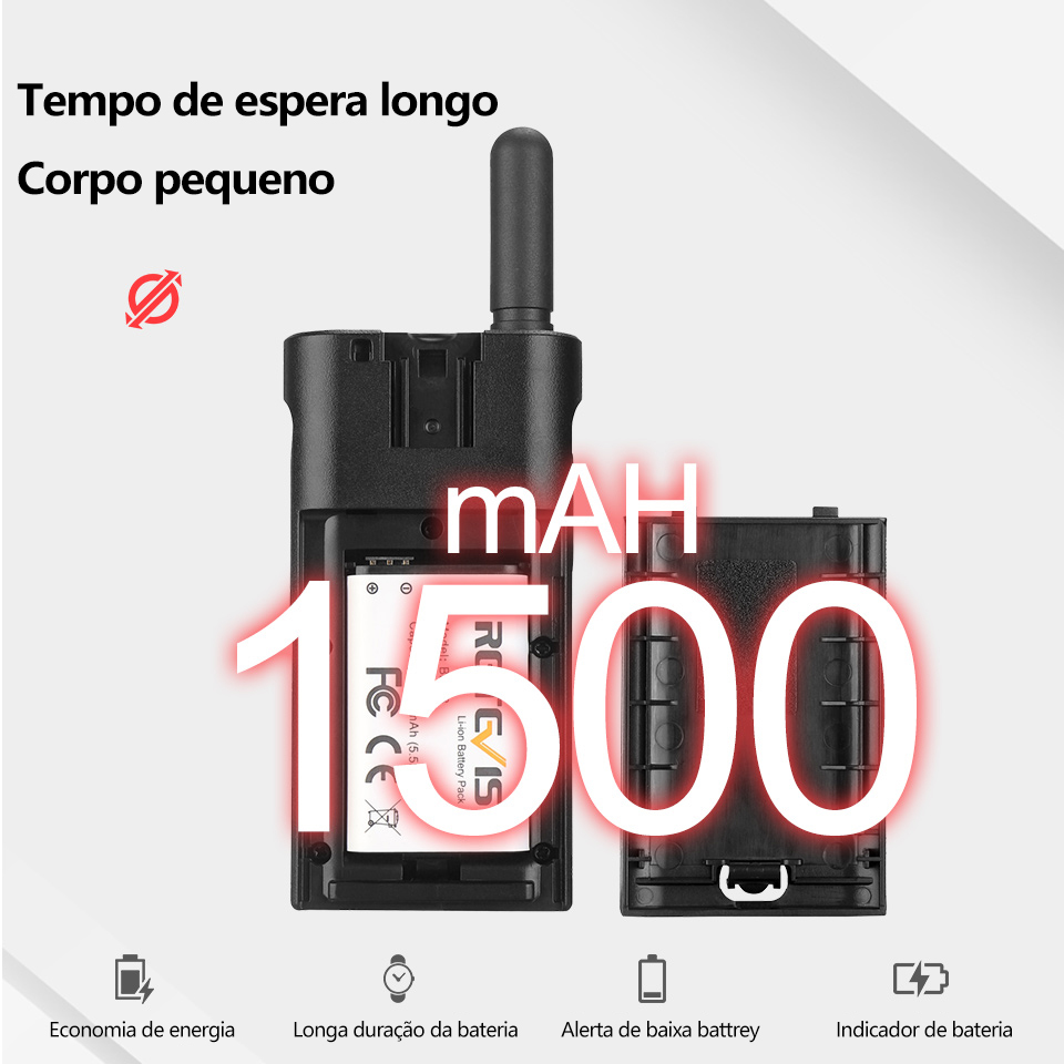 Retevis RB628 Walkie Talkie Recarregável 1500mAh Rádios bidirecionais portáteis Grande tela LCD de emergência para caça e acampamento (2 peças)