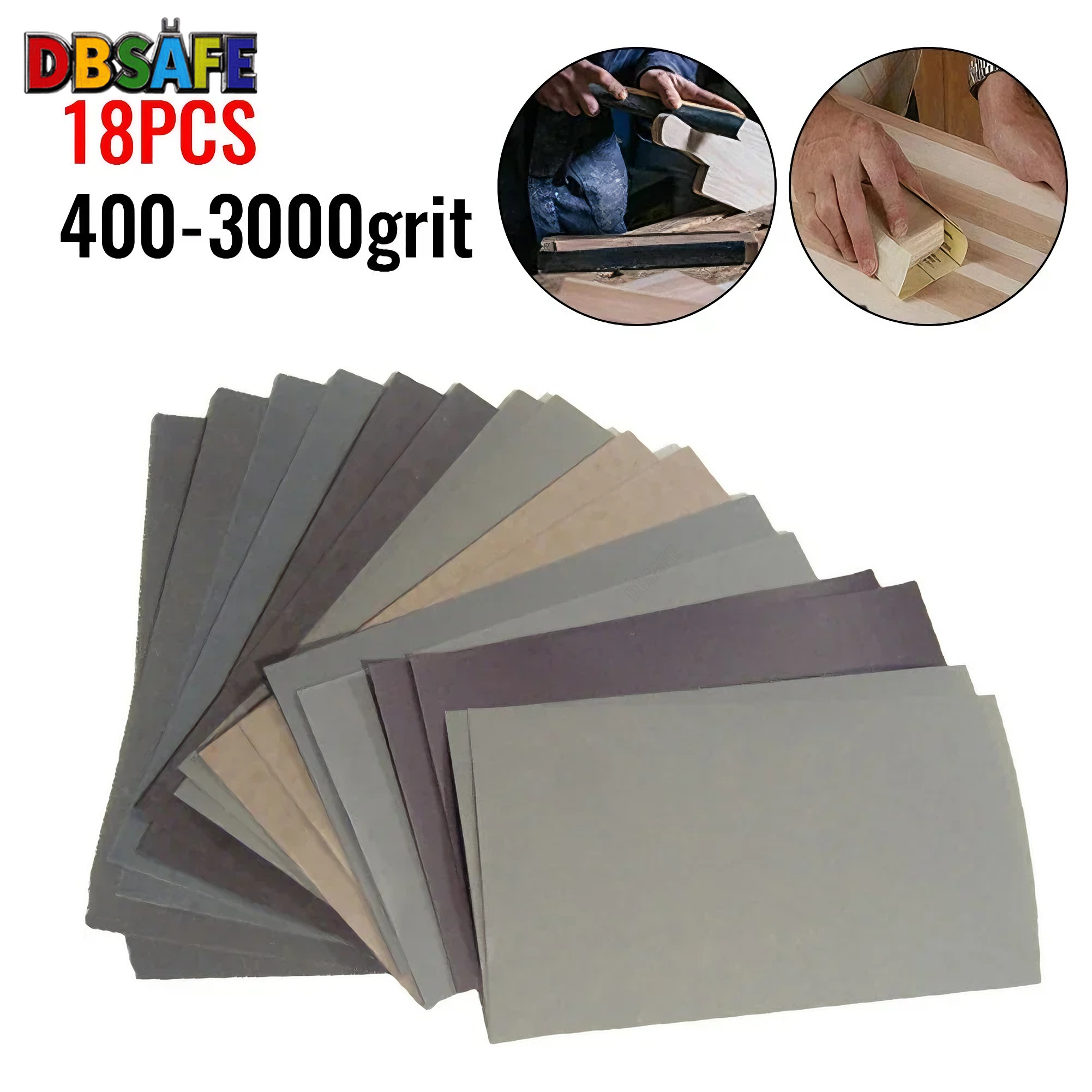 18pcs Sandpaper Abrasive Polishing Tools 400,600,800,1000,1200,1500,2000,2500,3000 Grit Sandpaper Wet Dry Sanding Paper