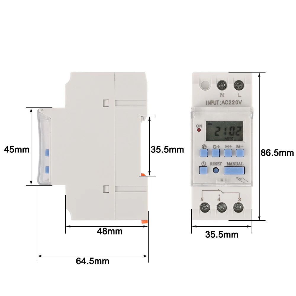 1pc AHC30A/AHC30B 40A 7 Days Din Rail LCD Weekly Programmable Electronic Timer Switch 1NO1NC 220VAC 12V24VDC 18ON/OFF Time Relay