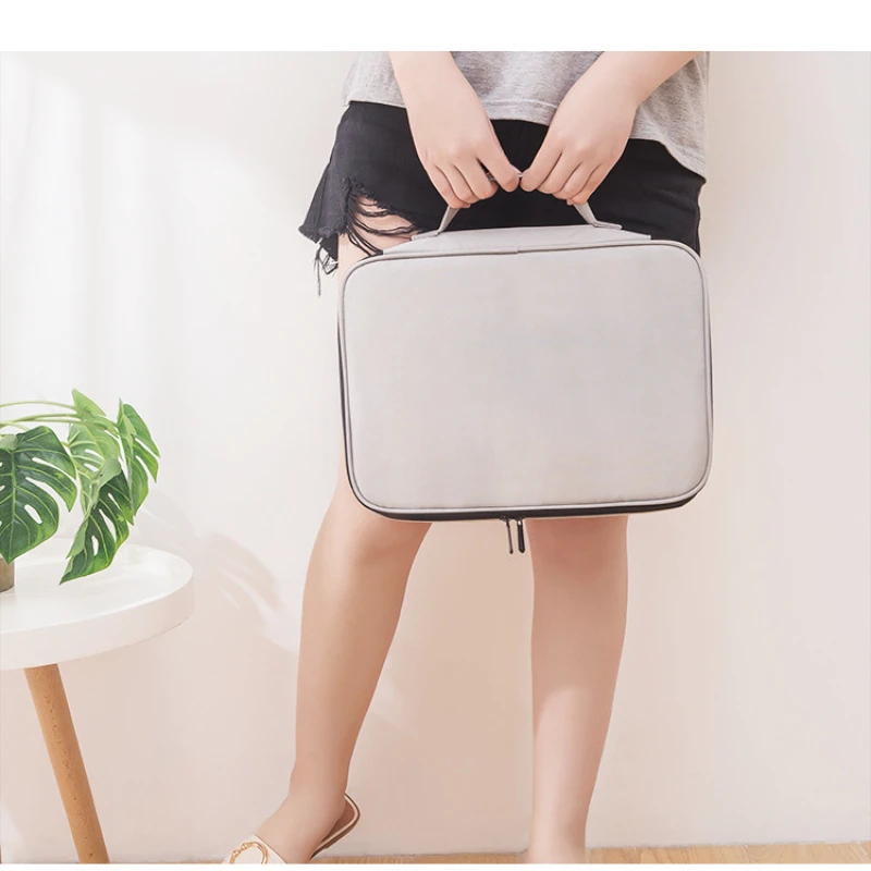 ทนไฟกันน้ํากระเป๋าเอกสารความปลอดภัยซิปกระเป๋าเงิน Multi-Layer Card Case กระเป๋าเดินทางแฟ้มกระเป๋าเอกสารกล่องเก็บ