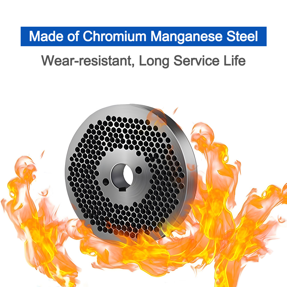 Feed Pellet Grinding Machine, Moagem de partículas pequenas, Pressure Plate, Acessórios para máquinas, Abertura, 150 Type, 2.5mm