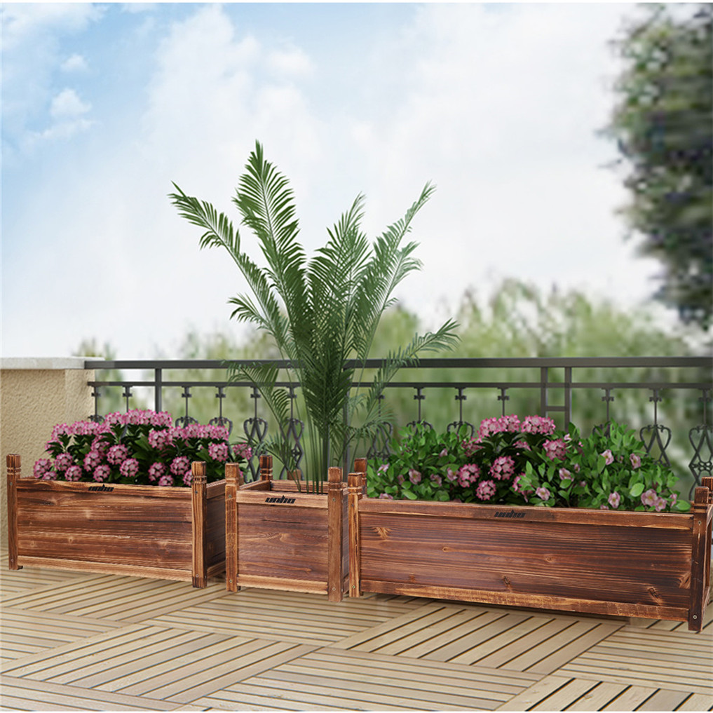 Hölzernes erhöhtes Blumenbeet für drinnen und draußen, Gemüse, Kräuter, Pflanzgefäß, Topf, Gartenbett, Blumenpräsentation
