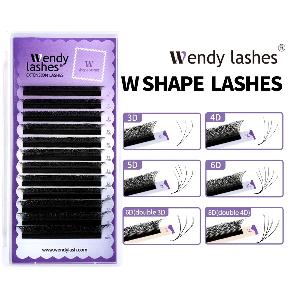 Wendy Lashes W forma Bloom 3D/4D/5D/6D/8D volumen prefabricado forma YY pestañas postizas suministros de maquillaje Cílios naturales de alta calidad YY