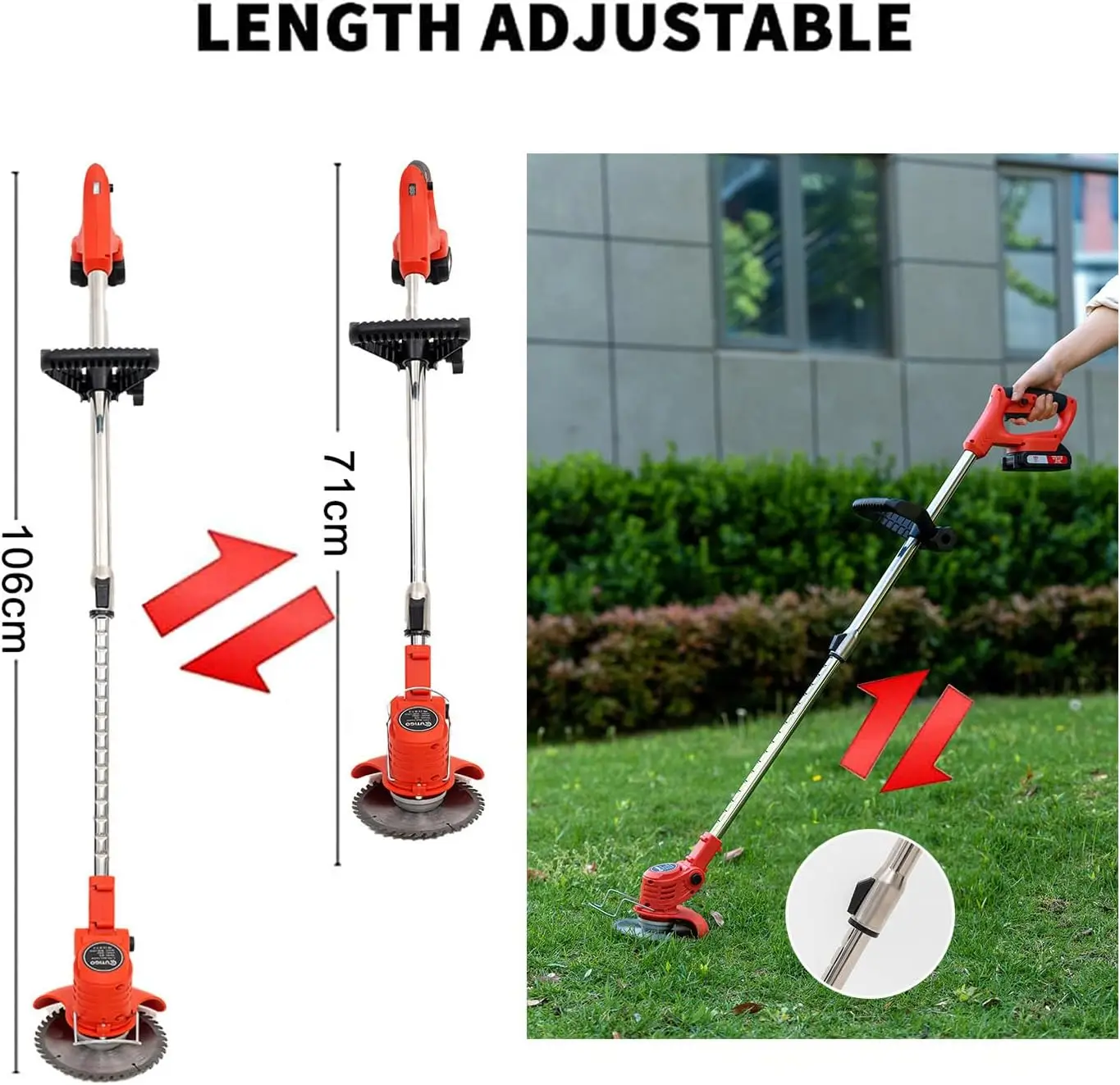 Decespugliatore Elettrico a Batteria, Tagliabordi a Batteria Brushless con 2 Batterie 21V, 4 Tipi lame + 1 forbice,  angolazione regolabili, decespugliatore per falciare prati
