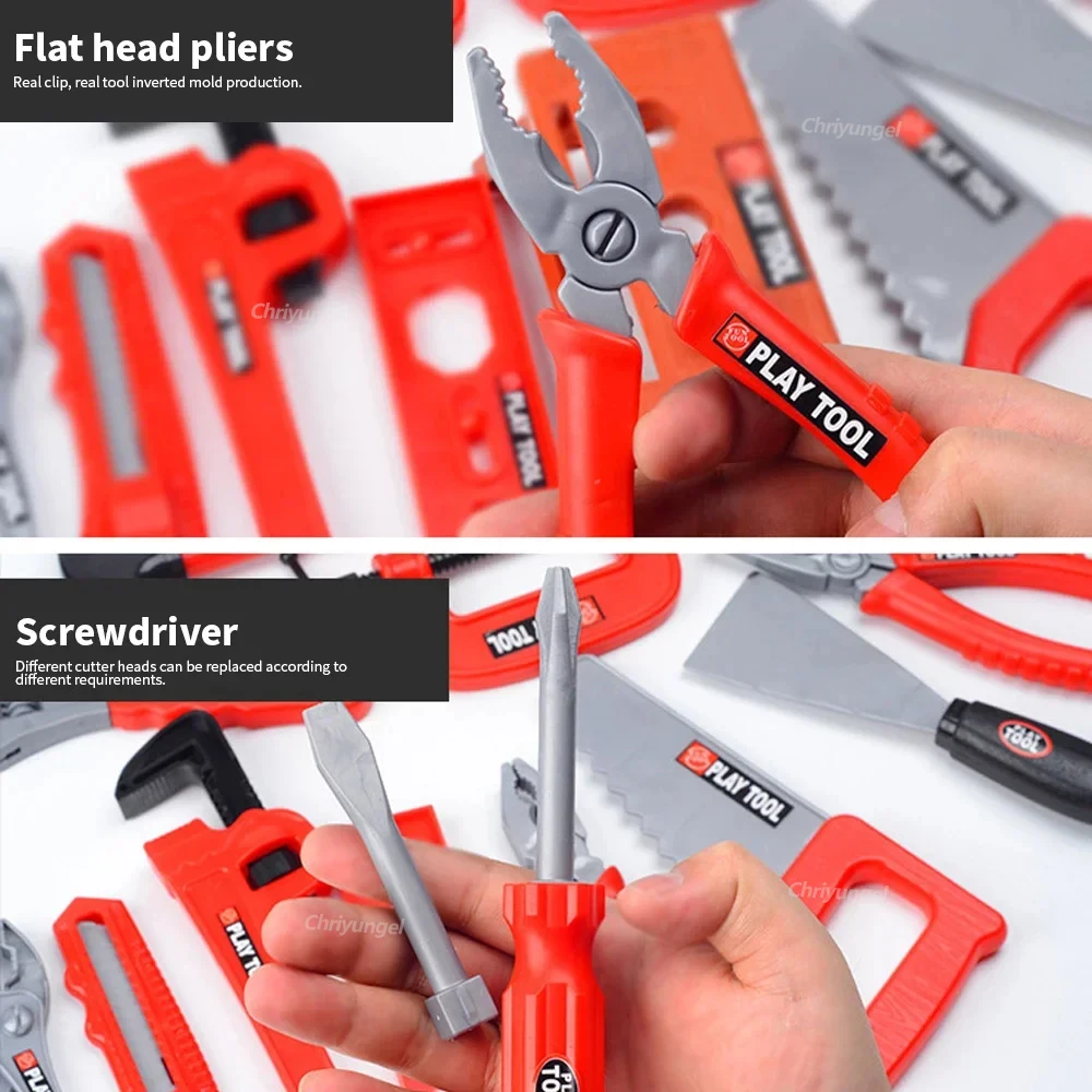 Pretend Tools Kit Toys 38/41 PCS Play Repair Tool Set Engineer Simulated Plastic Construction Toys Toddler Kids Boys Gift