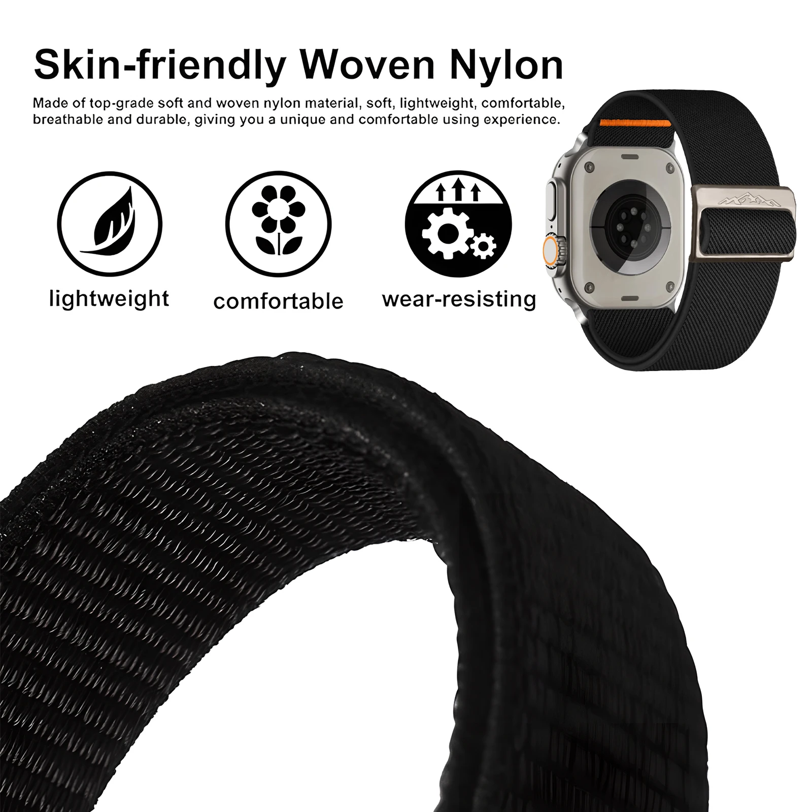 Pulseira para apple watch band 45mm 44mm ultra 49mm 40mm 42mm 41mm 38mm 40 44mm de largura náilon iwatch série 9 se 8 2 correa pulseira
