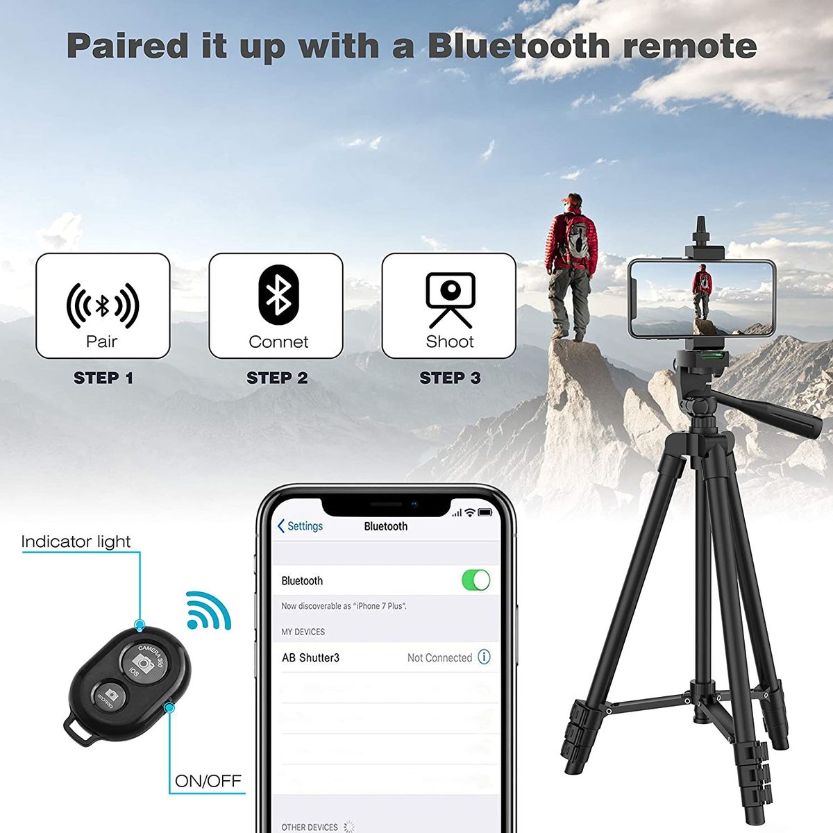 Tripé de câmera leve de 103cm, para câmera móvel, slr, portátil, bluetooth, compatível com desktop, suporte para câmera, monopé, smartphone