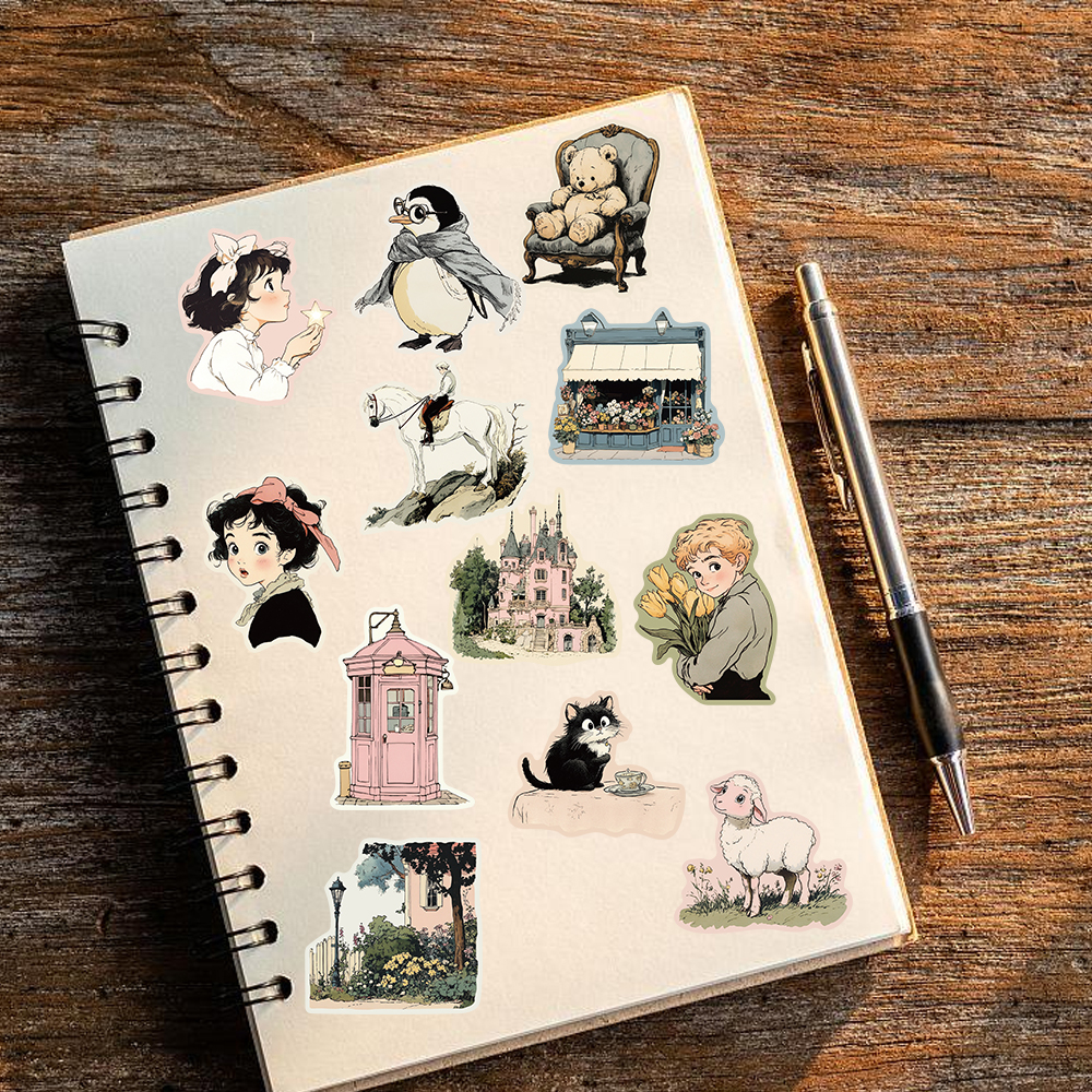 50PCS Comic World Sticker Graffiti Esthetische Lezen Laptop Bagage Scrapbooking Decals Waterdichte Bagage Telefoon Decals ﻿