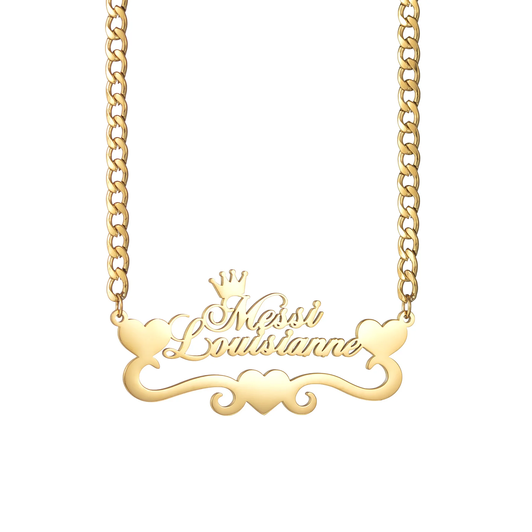 Atoztide CUSTOM ชื่อสร้อยคอสแตนเลส 4 มม.NK Cuban หนาจี้สําหรับผู้หญิงเครื่องประดับของขวัญ