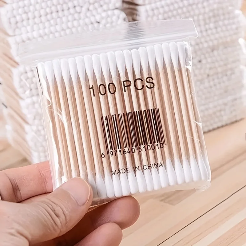 100/300/500/800pcs,20/40set Double Head Wood Cotton Swab  Ears Cleaning , Makeup Tools Lipstik Cotton Buds  Bastoncillos Oidos