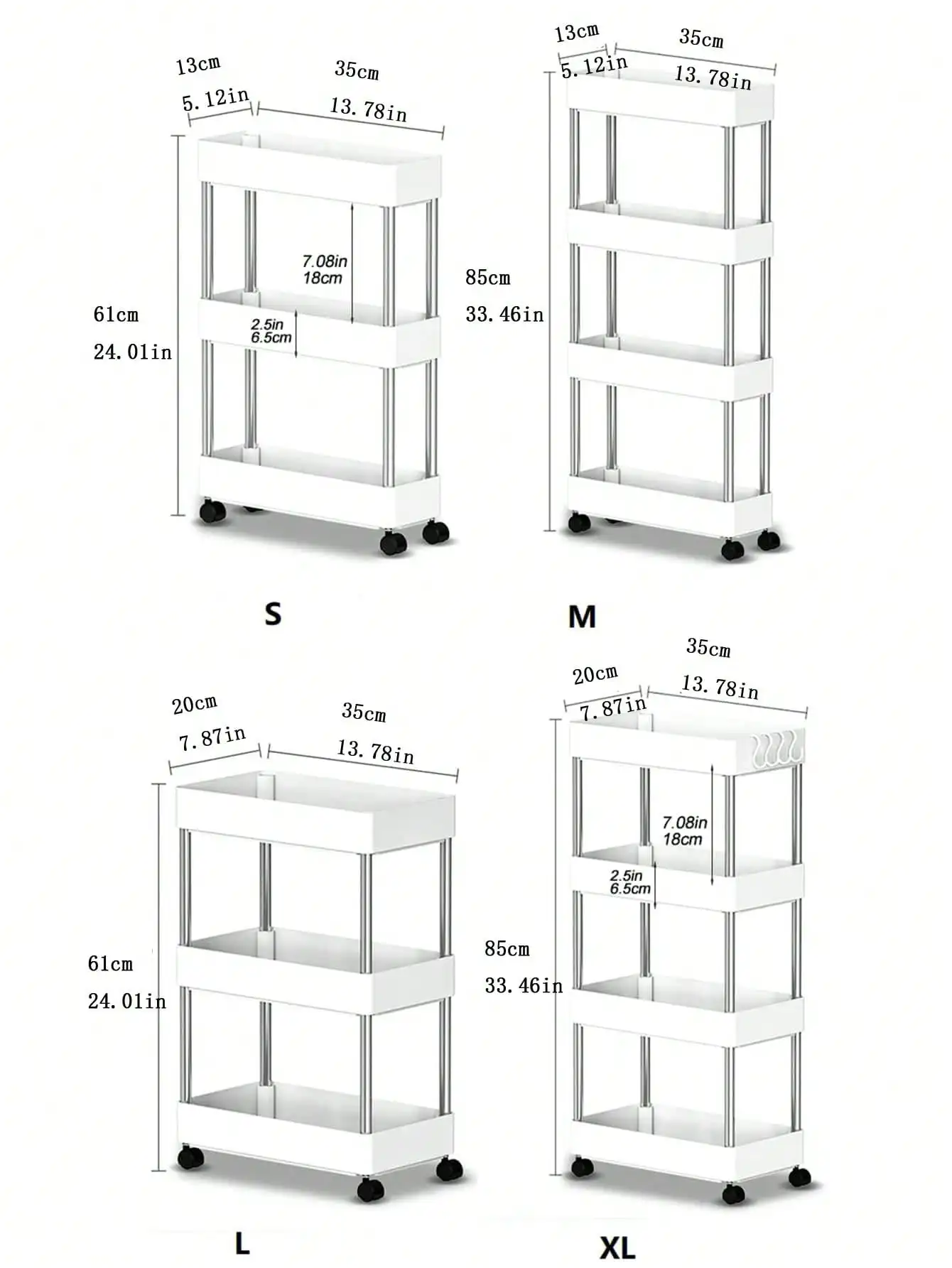 1pcs 3/4 ชั้น Rolling Utility Cart ชั้นวางของ Movable Gap Storage Rack ห้องครัวห้องน้ํา Slim สไลด์ Organizer ชั้นวางของห้องรับแขก
