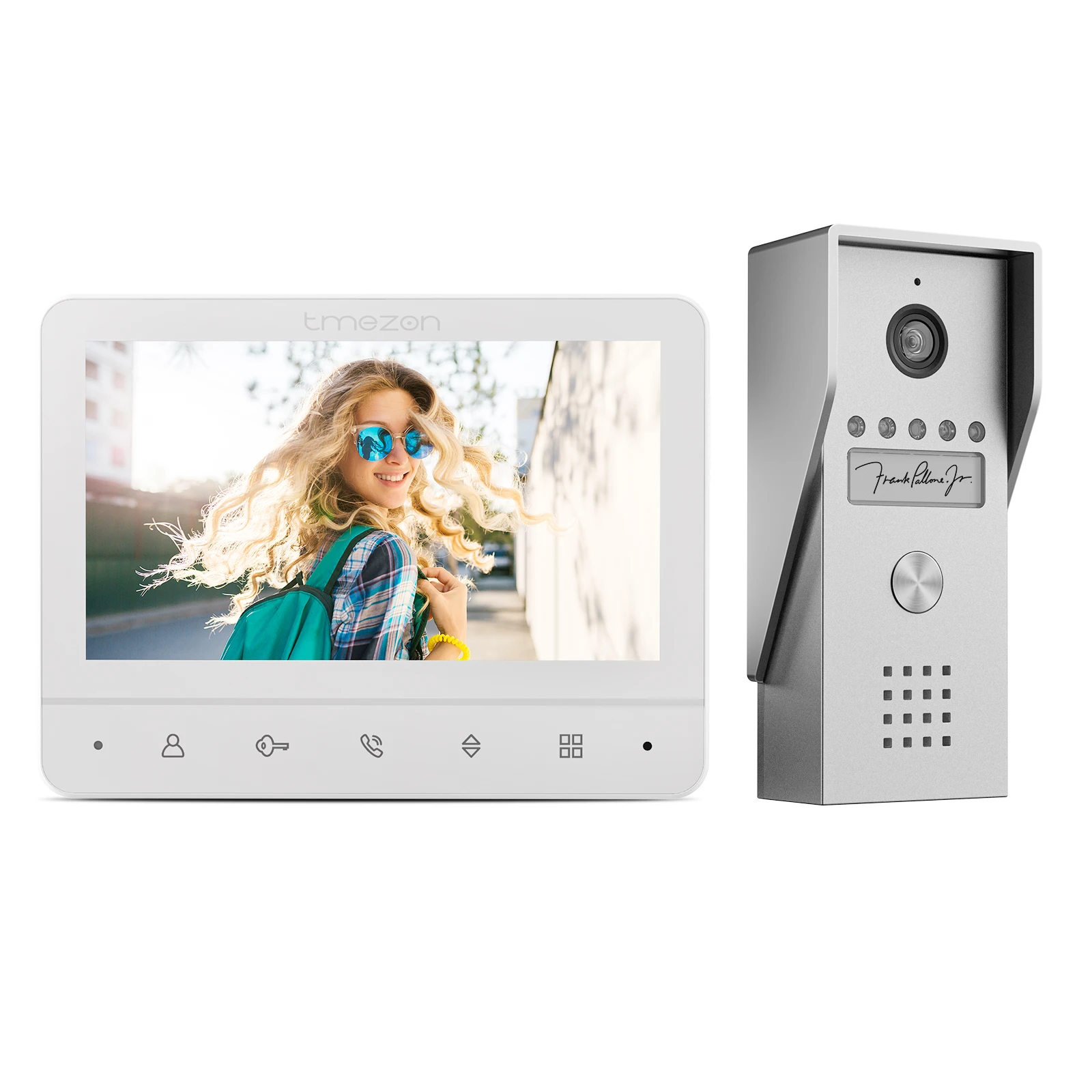 TMEZON videodeurtelefoon 4-draads, intercom met deurbel, deurtelefoon met camera, 7 inch kleurendisplay, 120 °   Breedbeeldcamera
