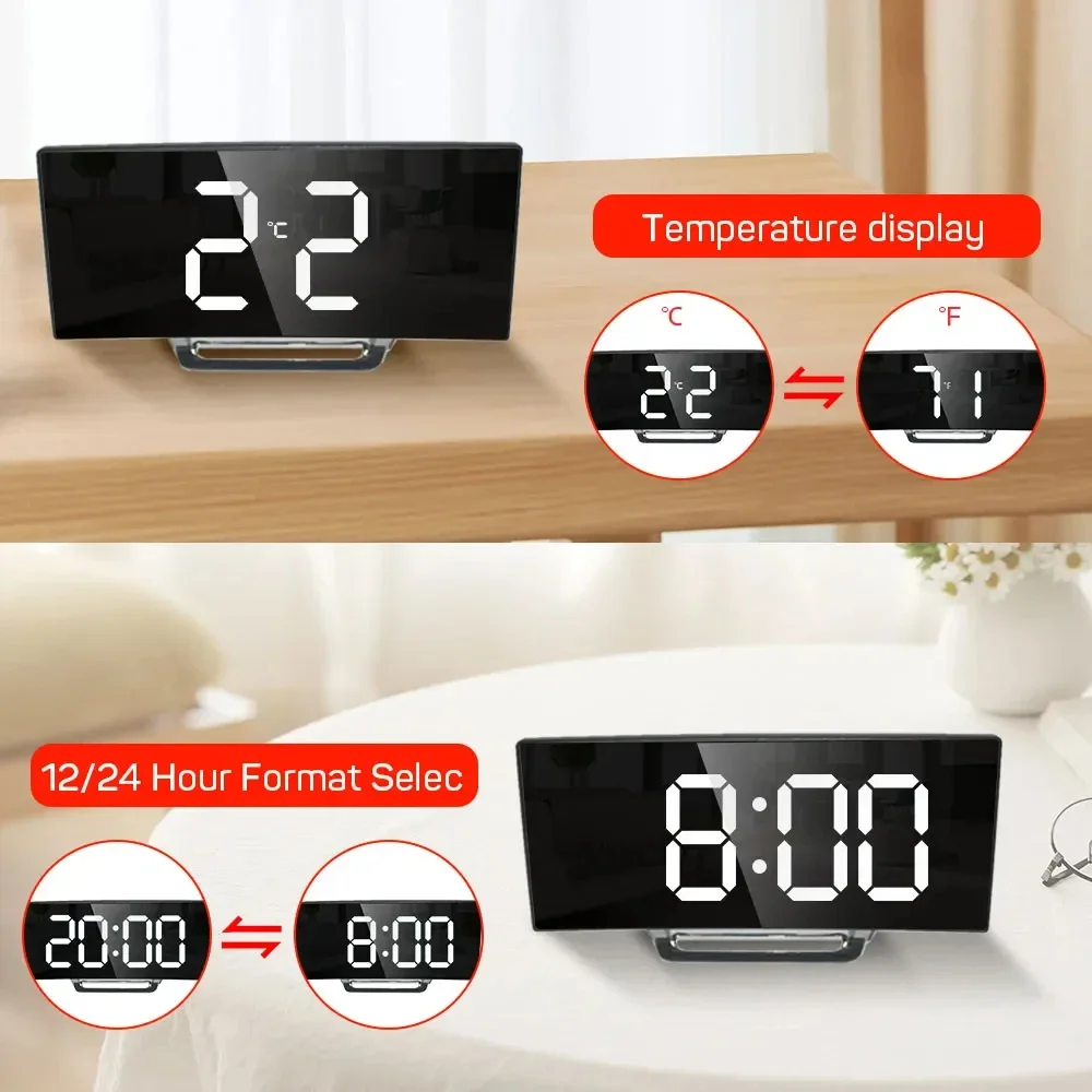 Reloj electrónico Digital LED con retroiluminación, reloj despertador con números grandes, calendario de temperatura, mesita de noche, luz nocturna, decoración del hogar