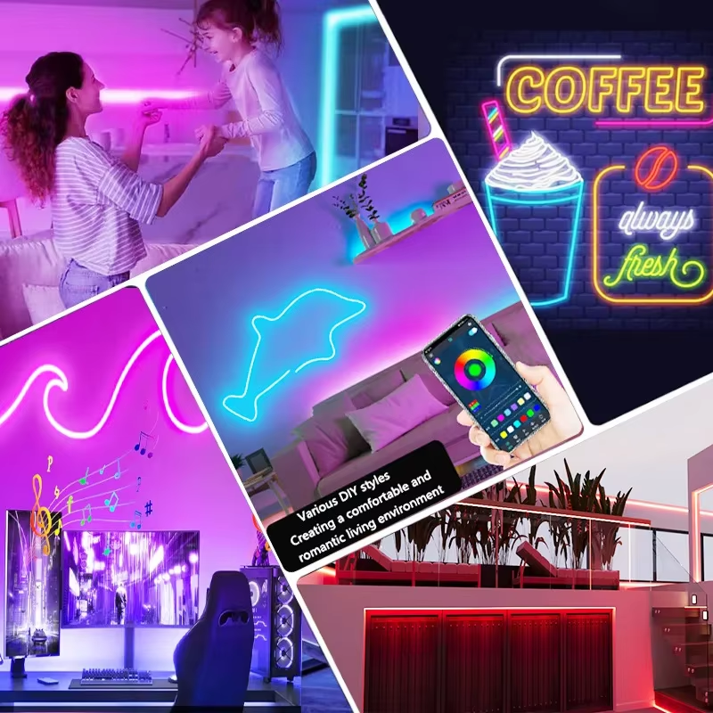 5V USB RGB néon LED bande Tuya App contrôle 16 couleurs Dimmable bricolage étanche Flexible RGB ruban ruban néon pour la décoration de la pièce