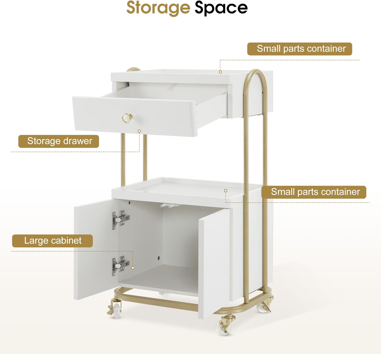 Salon Trolley with Universal Wheels, Storage Rolling Cart with Drawer, Barber Shop Tool Organizer for Hair Stylist