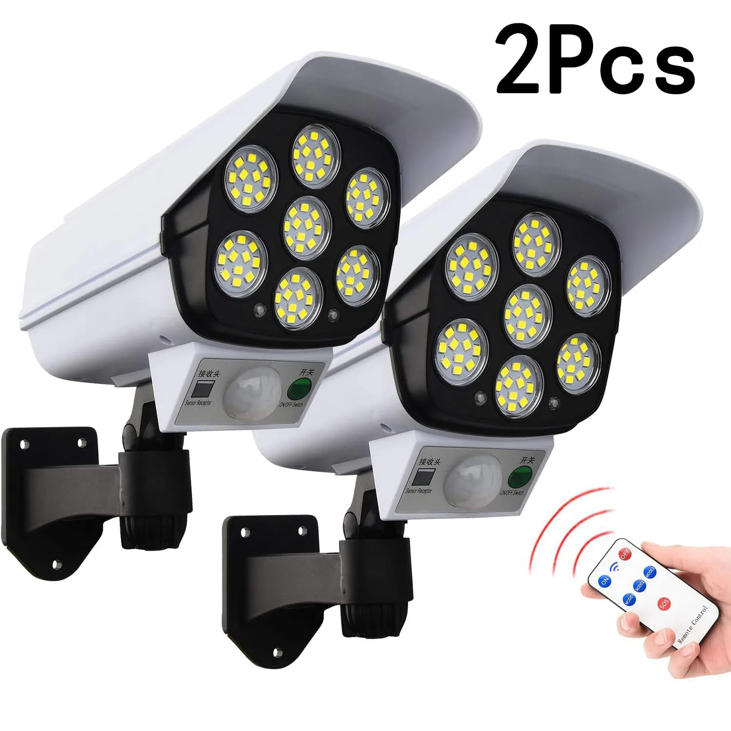 77LED luz Solar simulación de seguridad cámara simulada Sensor de movimiento luz nocturna exterior IP65 lámpara impermeable 3 modos para el jardín del hogar