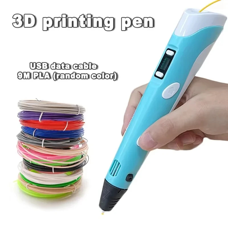 Caneta eletrônica de impressão 3D com 9M PLA Consumíveis Ferramenta de grafite 3D de alta temperatura Brinquedo inteligente Presente de aniversário de Natal