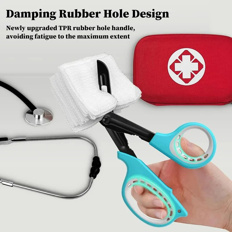 Ciseaux à bandes coudés en acier inoxydable, 18.5Cm, pour l'extérieur, fil de toile, Kit d'urgence EMT, accessoires, Protection de sécurité