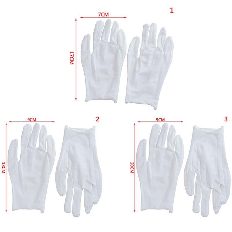 Guantes Blancos de algodón puro, protección para el trabajo, etiqueta de papelería, paño para el sudor