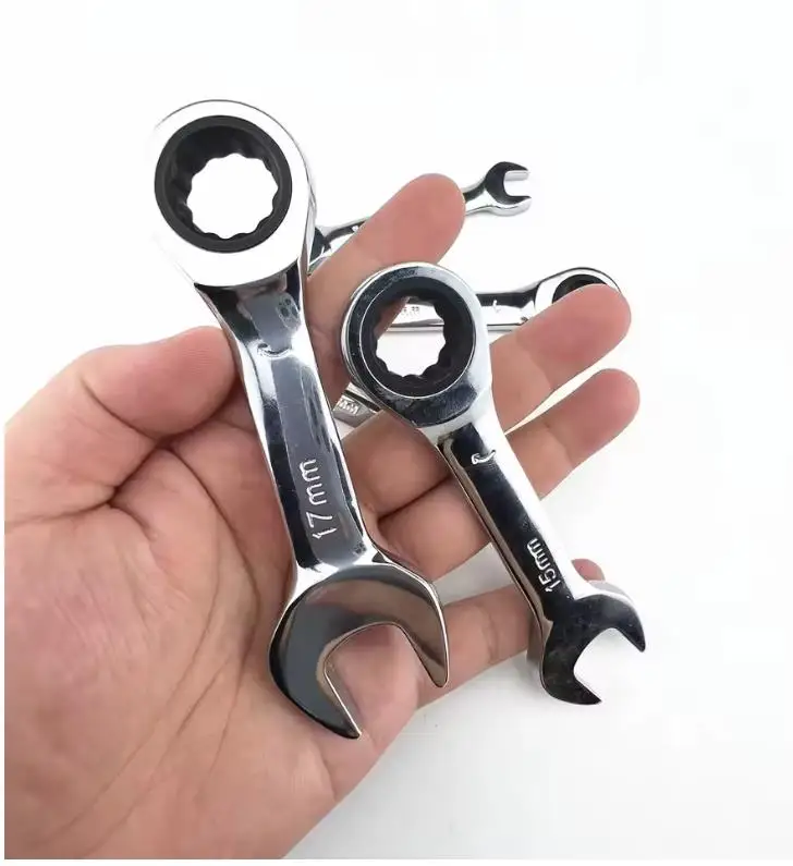 Kurzer Griff, verstellbarer Kopf, Ratschenschlüssel, Mini-Schnell-Ratschenschlüssel, arbeitssparendes Auto-Reparatur-Hardware, Dual-Purpose-Schraubenschlüssel-Werkzeug