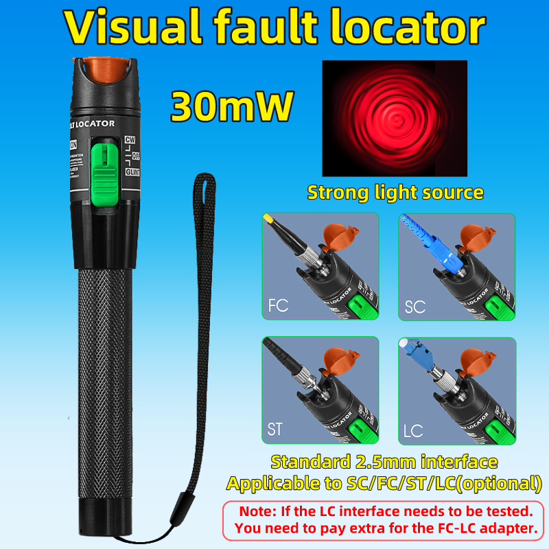 Localizador Visual de fallos FTTH 30mW, probador de Cable de fibra óptica, estilo bolígrafo, interfaz VFL de 2,5mm (SC/FC/ST), herramienta de prueba de fibra óptica VFL