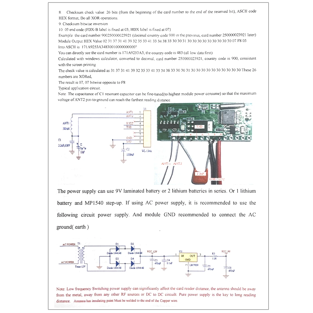 Antenne sans fil pour carte d'identité DC5 ~ 9V 134.2K, Module de lecture de carte RFID, Module de lecteur de carte longue Distance avec antenne HDX RI-TRP-RR2B