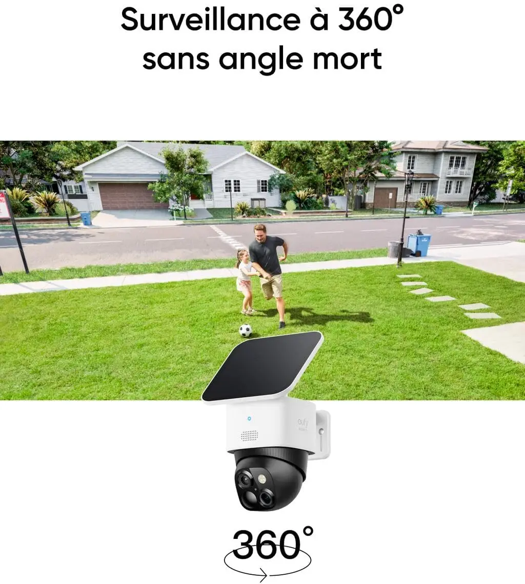 (EU-voorraad) Eufy Security SoloCam S340, camerabewaking buiten, 360° °   Monitoring, geen dode hoek, zonne-energie, 2,4 GHz WLAN