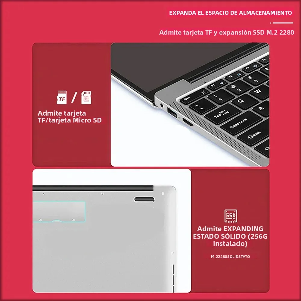 Portátil de trabajo de oficina comercial Celeron N4000 Windows 11 Pro de 14,1 pulgadas - 8G RAM MAX 1TB SSD - 2.4G y 5.0G WiFi, Bluetooth