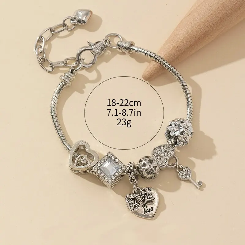 1PC แฟชั่นผู้หญิง Pan Family Multi Element Beaded สร้อยข้อมือเครื่องประดับเหมาะสําหรับวันที่,ปาร์ตี้,เทศกาลของขวัญ