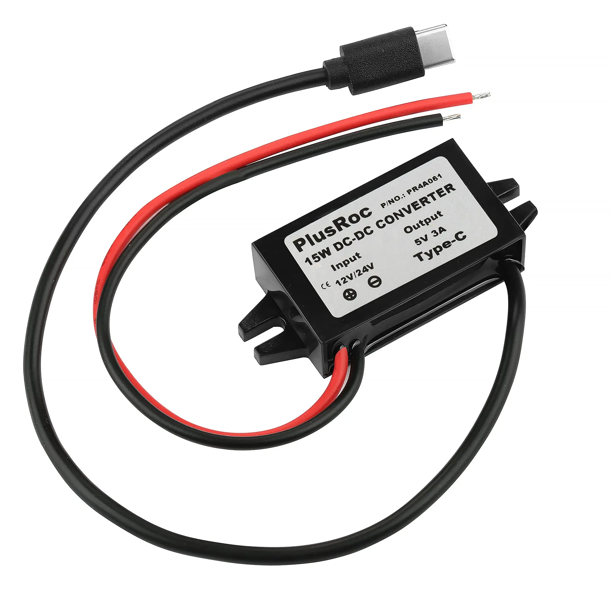 Convertidor impermeable de 12V/24V a 5V, módulo Buck de DC-DC, adaptador de corriente USB-A hembra/tipo C/USB Dual/conector de cable abierto