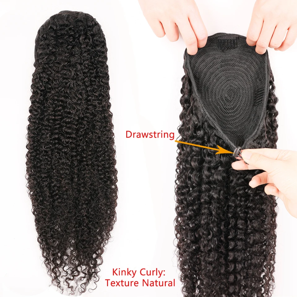 Aliballad Kinky Curly Drawstring หางม้า Remy มนุษย์ผมบราซิล Cury หางม้า Afro คลิป100G-150G สำหรับสตรี