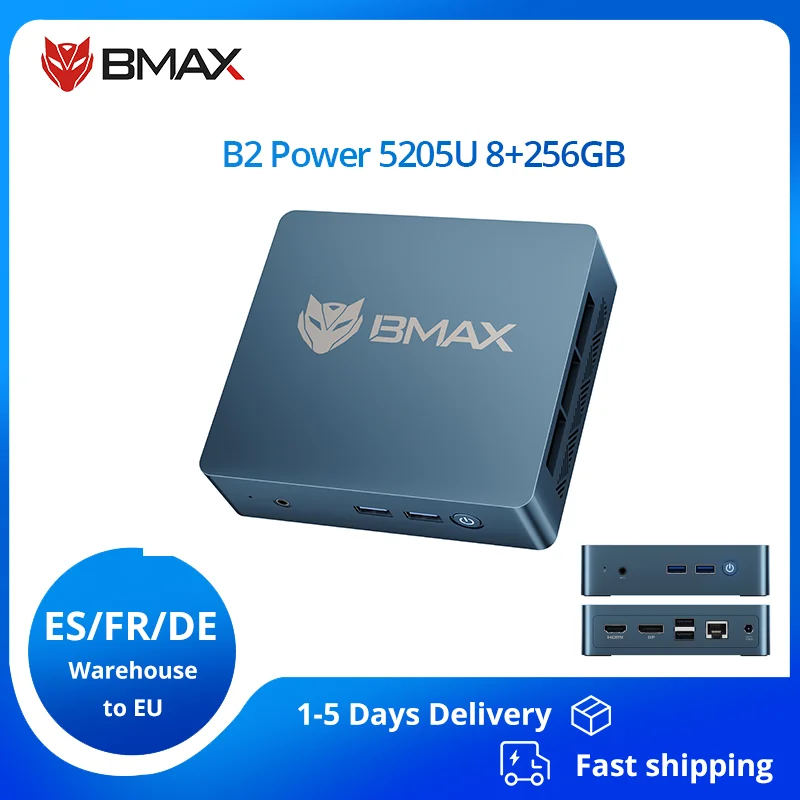 BMAX B2power 2025 Intel 5205U Nieuwste versie 8 GB + 256 GB SSD 2,4 GHz 5 GHz dual WiFi-band Windows 11 pro