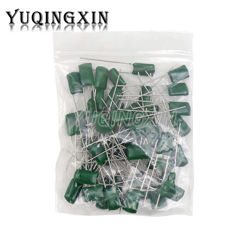50 Uds condensador de película de poliéster 100V 1nF 1.5nF 2.2nF 100nF 2A471J 2A102J 2A152J 2A222J 2A392J 2A332J 2A472J 2A103J 2A473J 2A104J