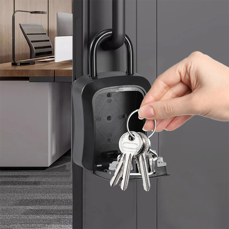 Caixa de bloqueio de chave à prova dwaterproof água fora senha de combinação de 4 dígitos metal chave casa caso instalação gratuita ao ar livre caixa de chave de senha