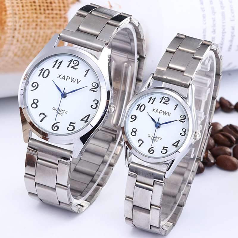 Reloj de cuarzo elástico clásico con esfera grande, pulsera de acero de primavera, Retro, Digital, para estudiantes y ancianos