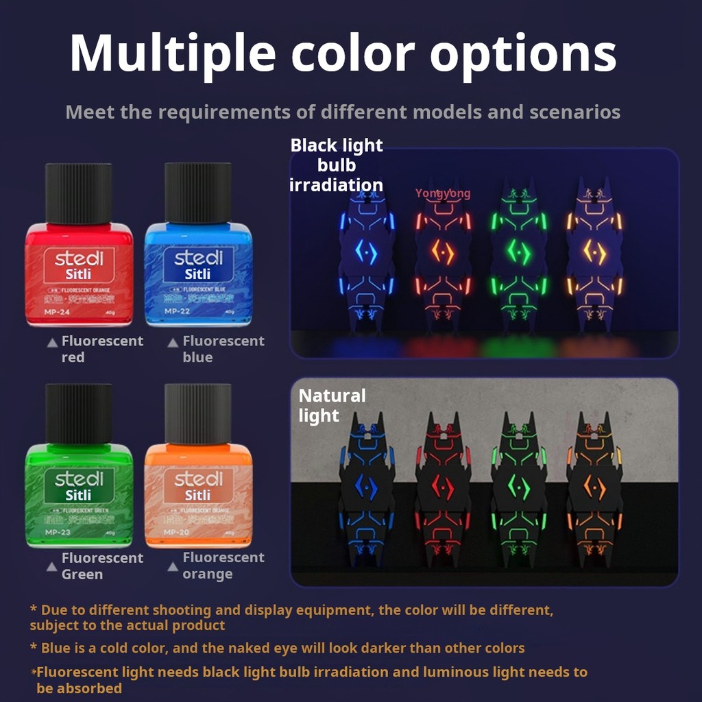 Stedi MP-20~29 40g Fluorescent Panel Liner Paint Water Based Ink for Gundam GK Model Coloring Tools Hobby DIY Model Craft Tools