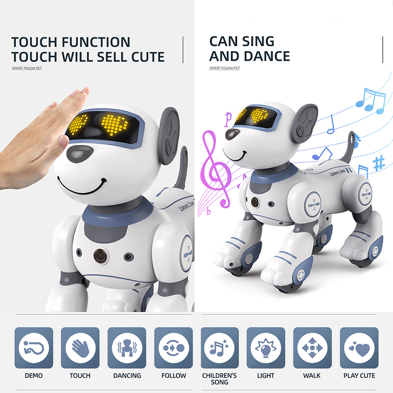Robot électronique RC drôle pour chien, cascadeur, chiot, commande vocale, Programmable, sens tactile, chanson musicale, jouets pour enfants