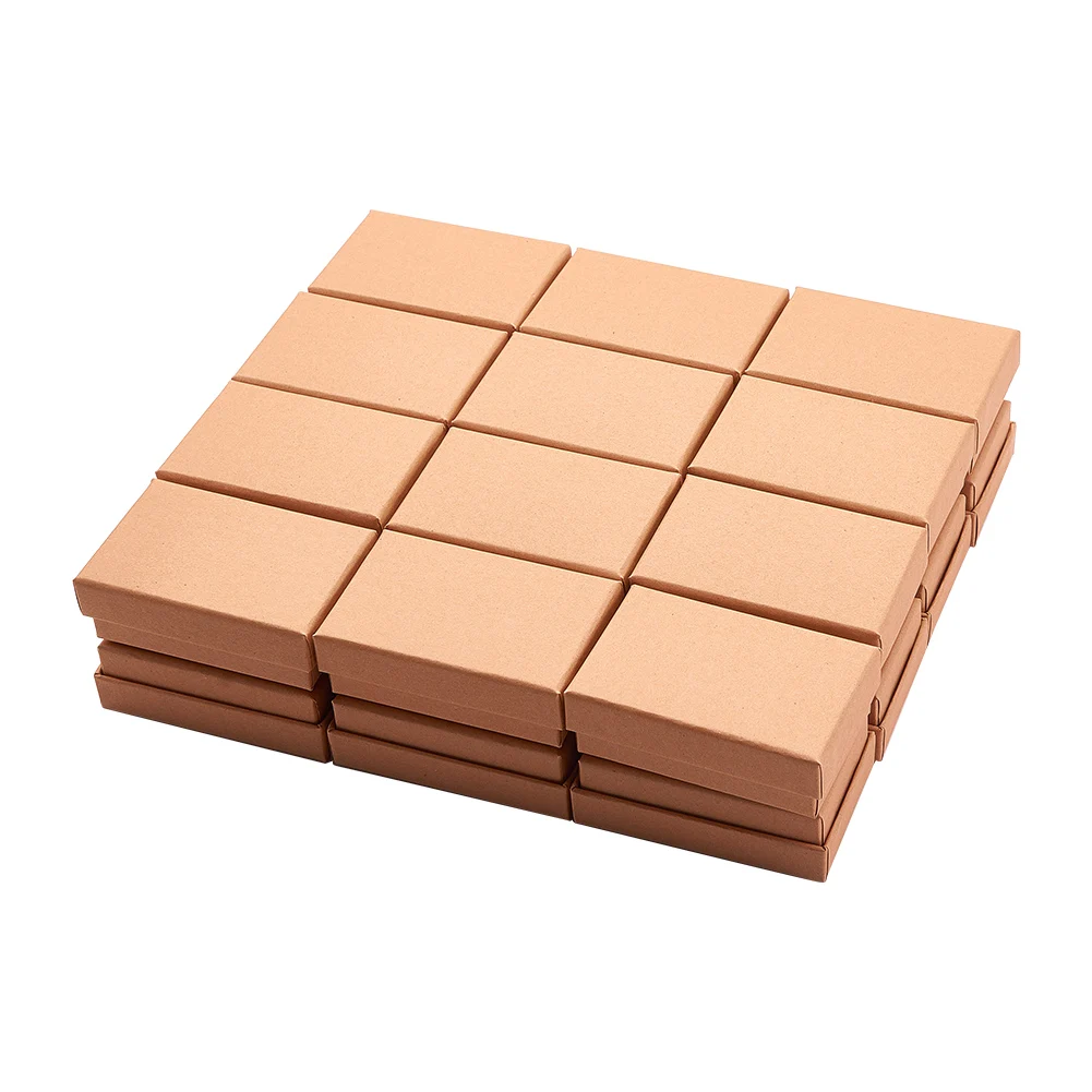 24Pcs Rectangle Cardboard Paper Jewelry Set Boxes for Jewelry Gift Necklace Rings Display and Packaging Inside with Black Sponge