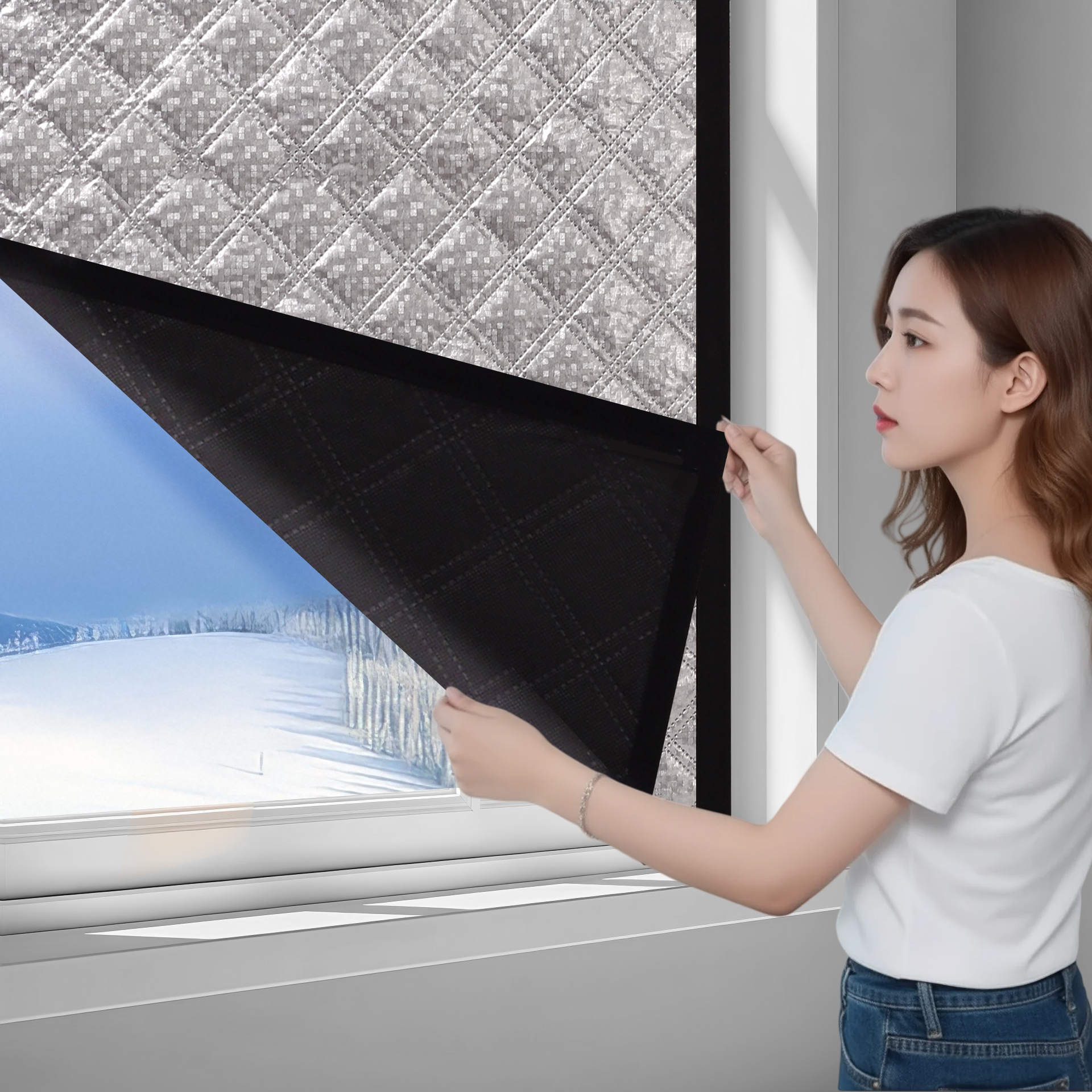 Thermal curtains for living room, kitchen, and bedroom, insulation curtains that prevent cold and noise, winter window products.