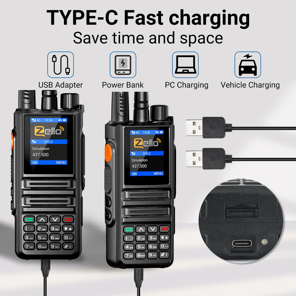 ABBREE GP-889 Dual Mode Netzwerk POC Radio Walkie Talkie ZELLO Global UHF Bluetooth WIFI 2G 4G Sim Karte Android Typ-C Amateurfunk